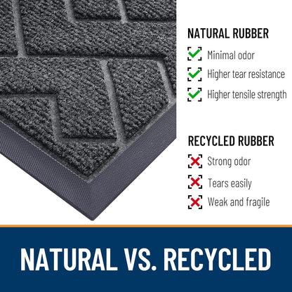 OLANLY Waterproof Front Door Mat - All-Season Indoor Outdoor Doormat | Sturdy Natural Rubber, Grey (36x24)