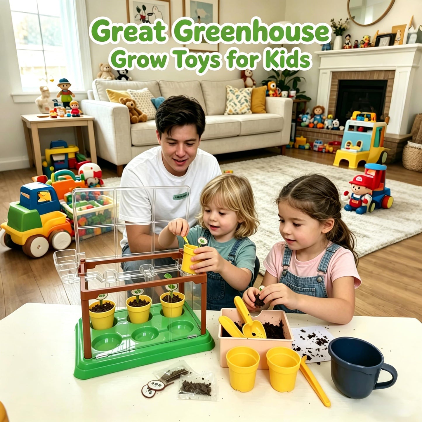 EXBEPE Kids Gardening Kit Greenhouse Growing Terrarium Kit Plant Growing Set Discovery Educational Gardening Gift for Boy & Girl