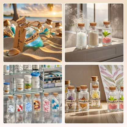 OurWarm 48PCS 25ml Clear Glass Bottles with Cork Stoppers, Mini Small Vials for Wedding Favors, DIY Crafts, Baby Shower