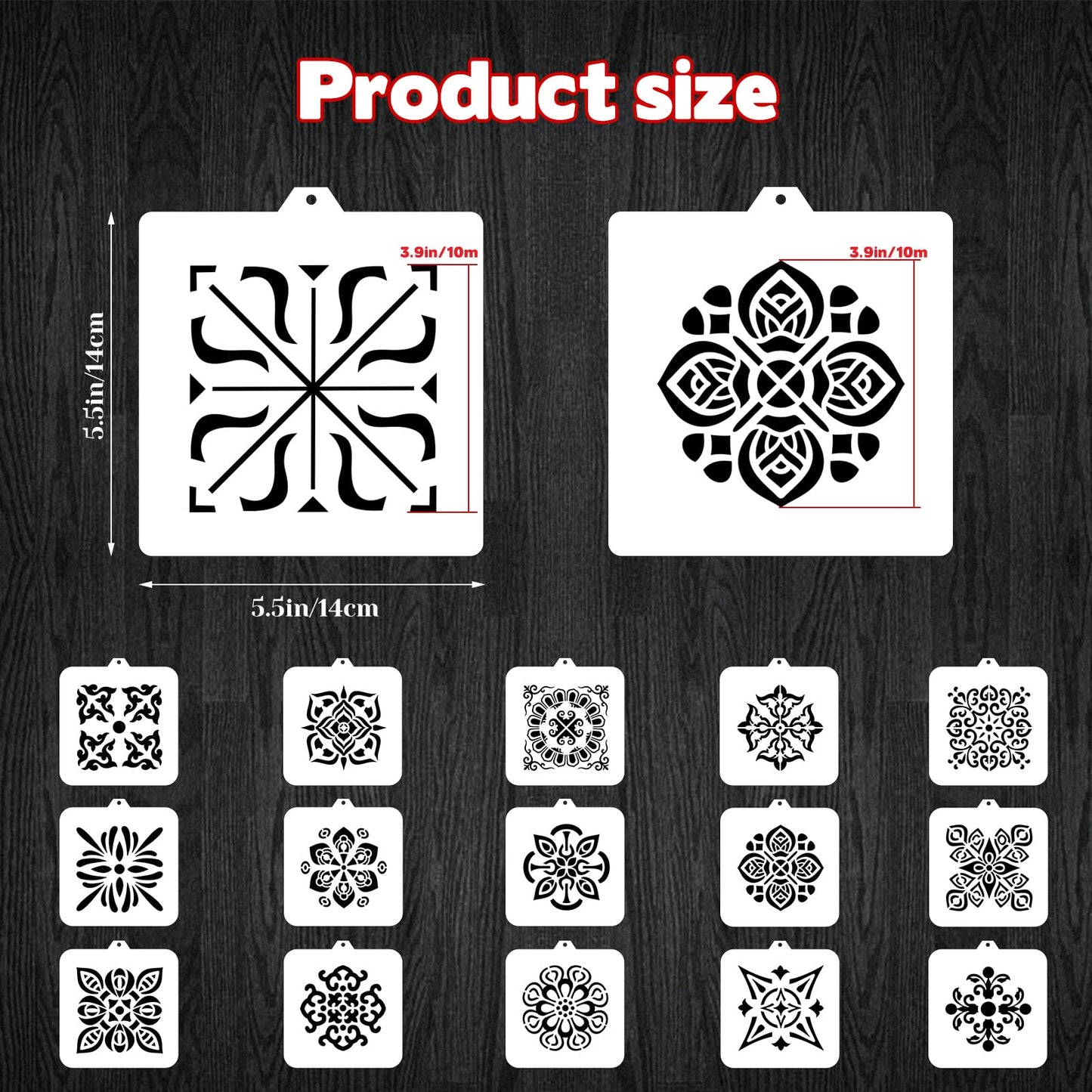 16 Pcs Scroll Tile Cookie Stencils, 5.5"x5.5" Floral Baking Stencils for Royal Icing, Cake Decorating Pattern DIY Mold Tools for Biscuit, Dessert, Coffee