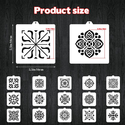 16 Pcs Scroll Tile Cookie Stencils, 5.5"x5.5" Floral Baking Stencils for Royal Icing, Cake Decorating Pattern DIY Mold Tools for Biscuit, Dessert, Coffee