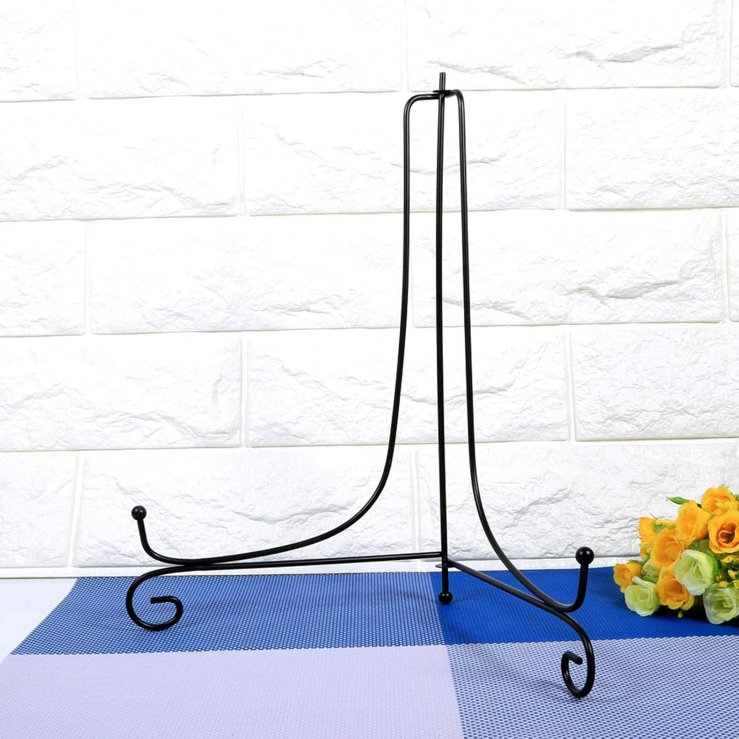 1 PCs Black Plate Stand for Display, Iron Easel Classic Holder for Bowl, Photo Frame, Book Artwork