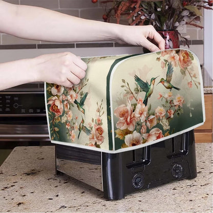 Hummingbird Floral Print 2 Slice Toaster Cover, Dust Protection Kitchen Appliance Cover with Handle, Washable