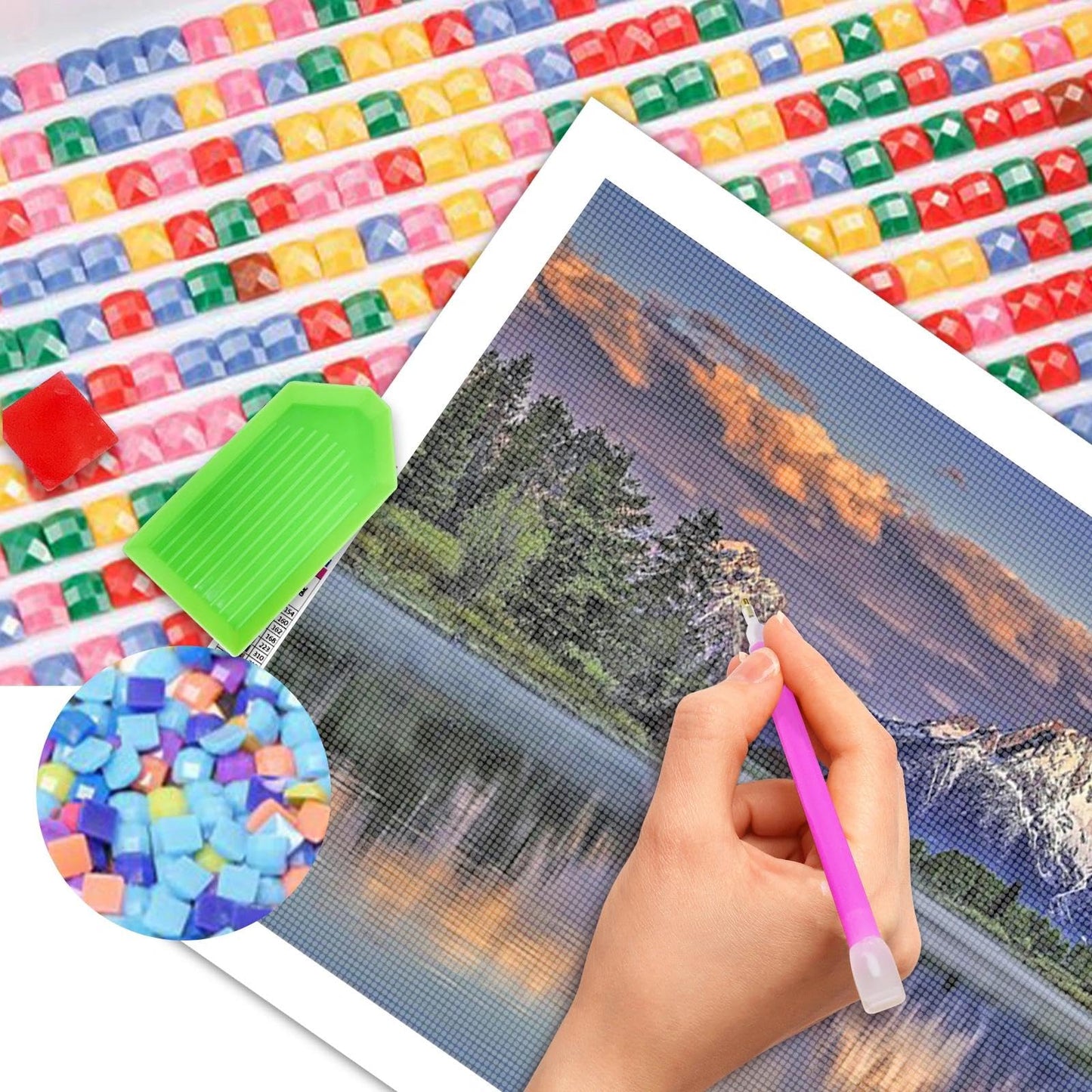 JATOK Large Square Diamond Art Kits for Adults, Full Drill Landscape 5D Diamond Painting Kits for Beginners, DIY Gem Art Picture for Gift Home Wall Decor, 40x70cm/15.7x27.5inch
