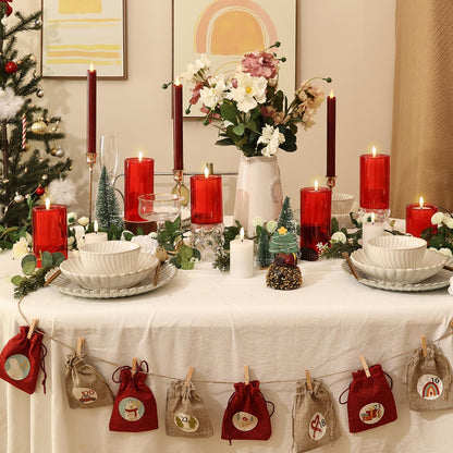 NURADA Flameless Candles with Remote Timer: 3D Wick Battery Operated Led Pillar Candle Fake Candles Set for Wedding Birthday Halloween Christmas Decorations - Red