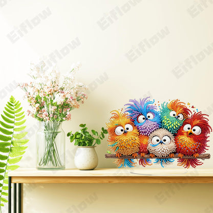 Eiflow Desktop Diamond Art Kit for Adults Halloween, DIY Tabletop Diamond Art Painting with Stand, Acrylic Stand Up Gem Painting Board Kit (Birds)