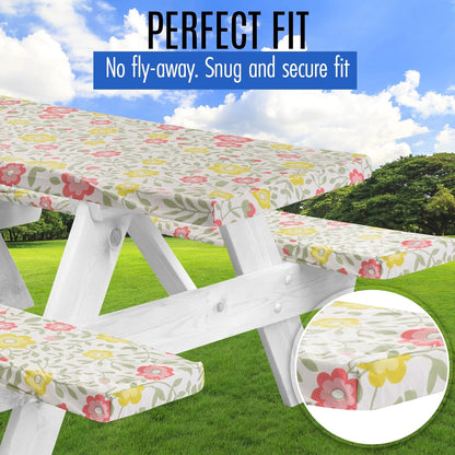 96 30(8ft) Premium Picnic Table Cover with Bench Covers Vinyl Fitted picnic table covers with Elastic RV Camping