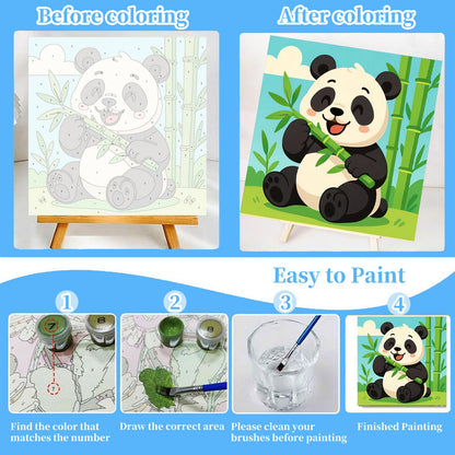 Arttoplus 4 Pack Paint by Numbers Kit for Kids with Frame,Cute Animals Kids Paint by Numbers Ages 4-6-8 with Wooden Easel,Easy DIY Acrylic Oil Painting by Number for Gift Home Wall Decor(8x8 inch)