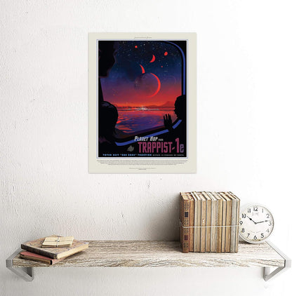 Wee Blue Coo Unframed Wall Art Print Poster - Nasa Space Travel Advert Trappist 1E Planet Hop Home Decor Premium