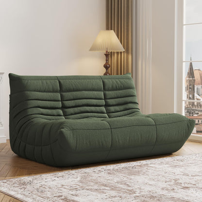 Comfy Memory Foam Loveseat Bean Bag Chair for Adults - Teddy Fleece Fireside Accent Chair for Reading, Lazy Floor Sofa Couch Boneless Chaise Lounge for Living Room Bedroom Home Theater, 2 Seater