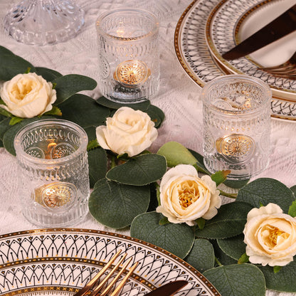 Lanttu 12 Pcs Clear Glass Votive Candle Holders for Wedding Table Centerpiece, Clear Tea Lights Candle Holders Bulk for Dinner Birthday Bridal Shower, Christmas, Thanksgiving Party Decor