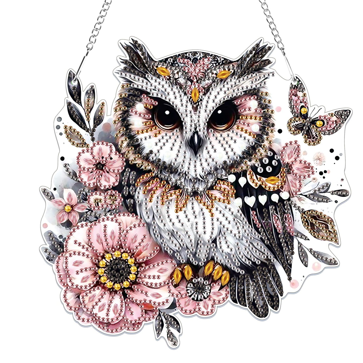 Bowetile Owl Diamond Art Hanging Kits for Adults, 5D Special Shape Diamond Painting Animals Kits, Animal Gem Art Suncatchers Painting Pendant Ornament for Home Garden Wall Decor