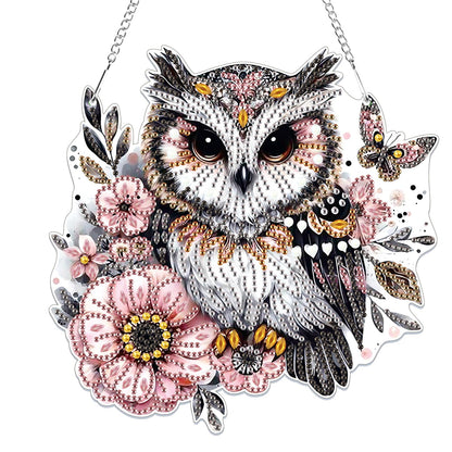 Bowetile Owl Diamond Art Hanging Kits for Adults, 5D Special Shape Diamond Painting Animals Kits, Animal Gem Art Suncatchers Painting Pendant Ornament for Home Garden Wall Decor