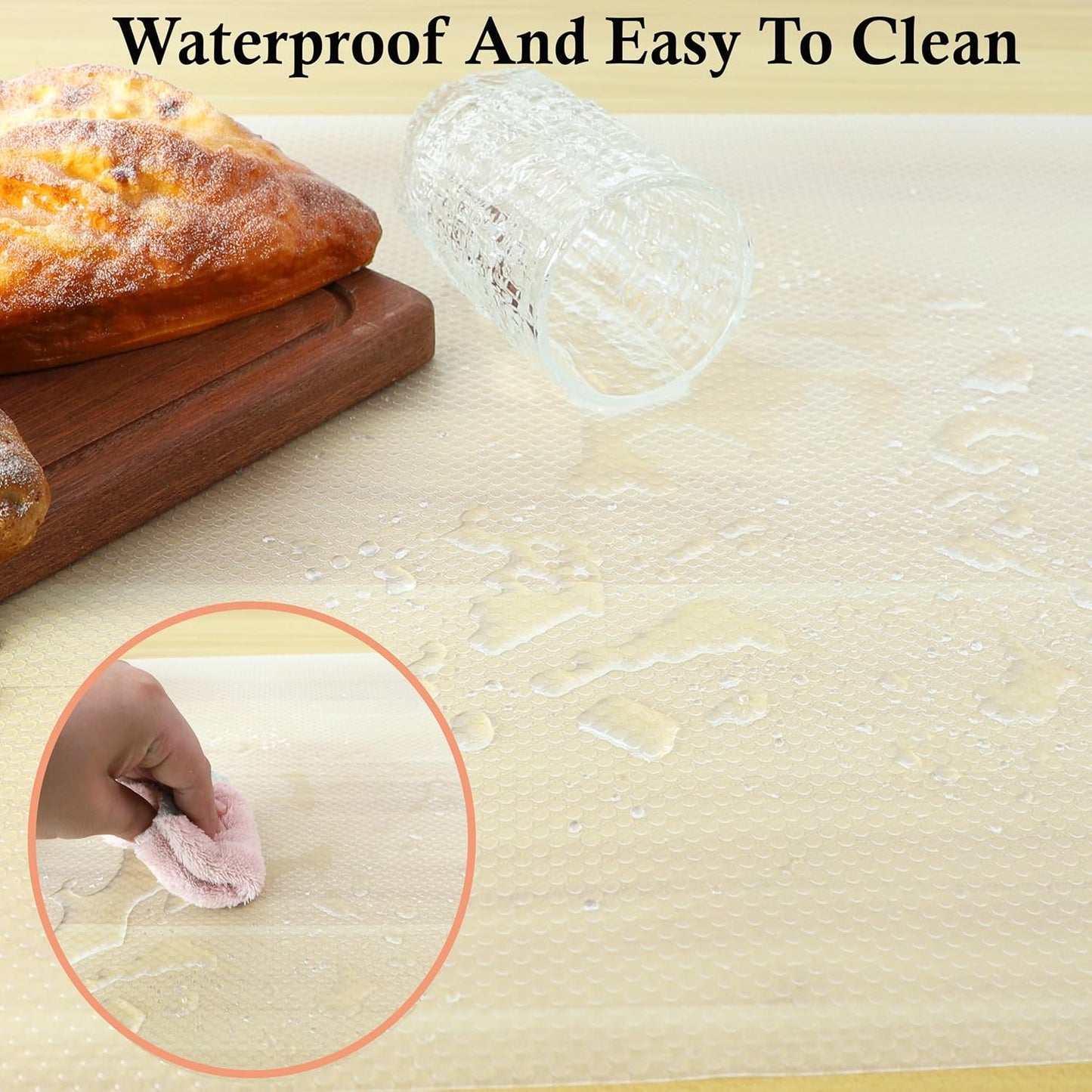Non Adhesive Shelf Liners for Kitchen Cabinets, 11 Inch Wide X 20 Ft Waterproof Non Slip Liner