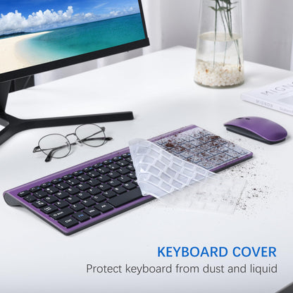 Wireless Keyboard and Mouse Ultra Slim Combo, TopMate 2.4G Silent Compact USB 2400DPI Mouse and Scissor Switch Keyboard Set with Cover, Batteries Included, for PC/Laptop/Windows/Mac - Gray Black