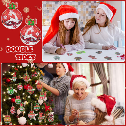 20Pcs Christmas Diamond Painting Kits Keychains, 5D DIY Diamond Art Kit for Kids Adults, Christmas Ornaments Art Pendants, Keychain Crafts, Festive Decorations, Arts Crafts Holiday Gift Set with Tools