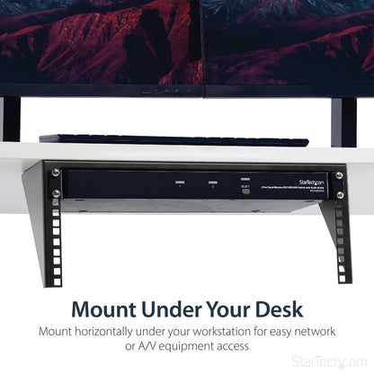 StarTech.com 4U Wall Mount Patch Panel Bracket - 19 inch Steel Vertical Mounting Rack for Network and Data Equipment, TAA (RK419WALLV)