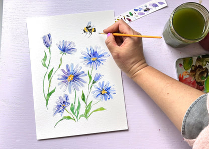 Wildflower Watercolor Workbook with Real Cold Press Cotton Watercolor Paper, Pre-Outlined Designs, Step-by-Step Instructions & Online Videos – Premium Botanical Art Book for Adults & Beginners