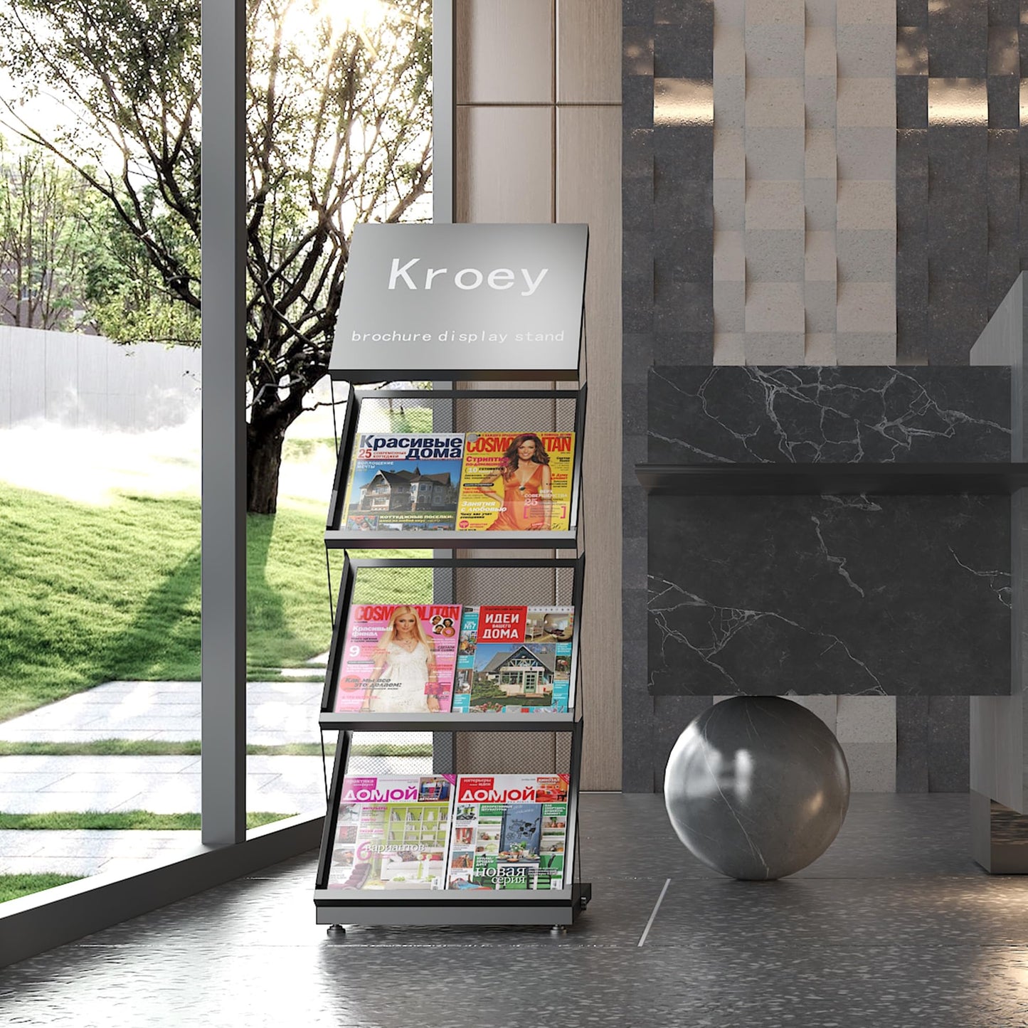 Kroey foldable brochure display stand,magazine holder for exhibition and trade show,Office magazine rack