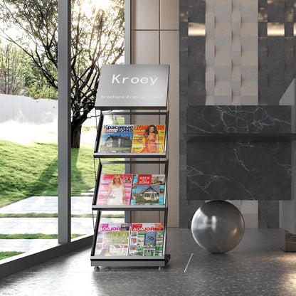 Kroey foldable brochure display stand,magazine holder for exhibition and trade show,Office magazine rack