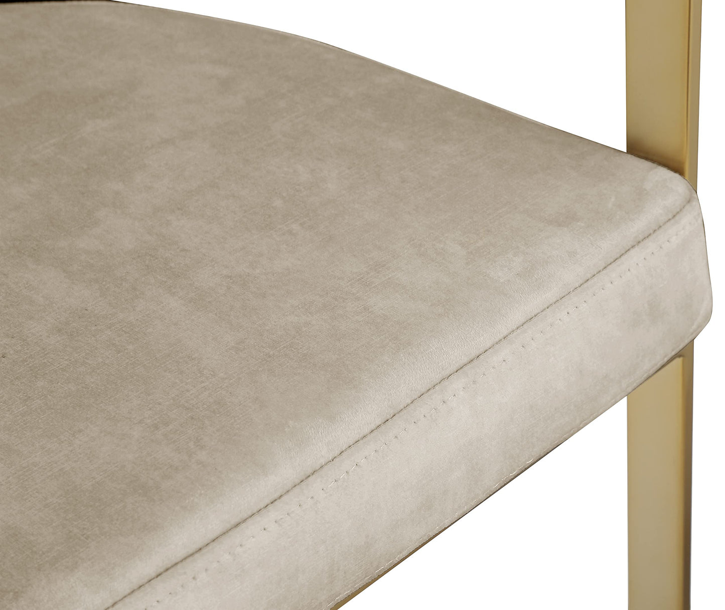 Meridian Furniture 596Stone-C Marcello Collection Modern | Contemporary Velvet Upholstered Counter Height Stool with Brushed Brass Iron Frame, 22.5" W x 20" D x 35.5" H, Stone, Set of 2