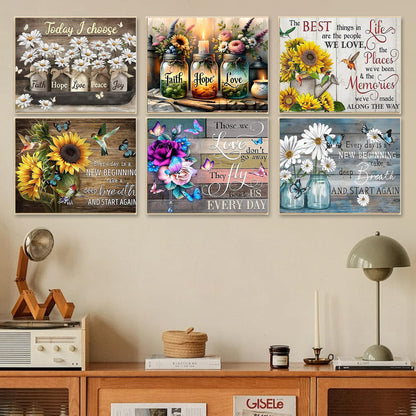 6 Pack Inspirational Diamond Painting Kits for Adults, Diamond Art Kits for Adults, DIY 5D Diamond Painting Kits for Beginners Home Wall Decor 12x16inch