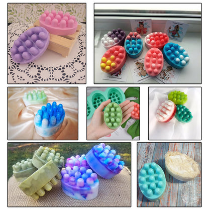 2Pcs Silicone Massage Bar Soap Molds, Handmade Soap Molds for Soap Making, 3D Hair Comb Ice Mold Scalp Massager, Hair Brush Soap Bar Silicone Mold, Food Grade Soap Mould Massage Moulds