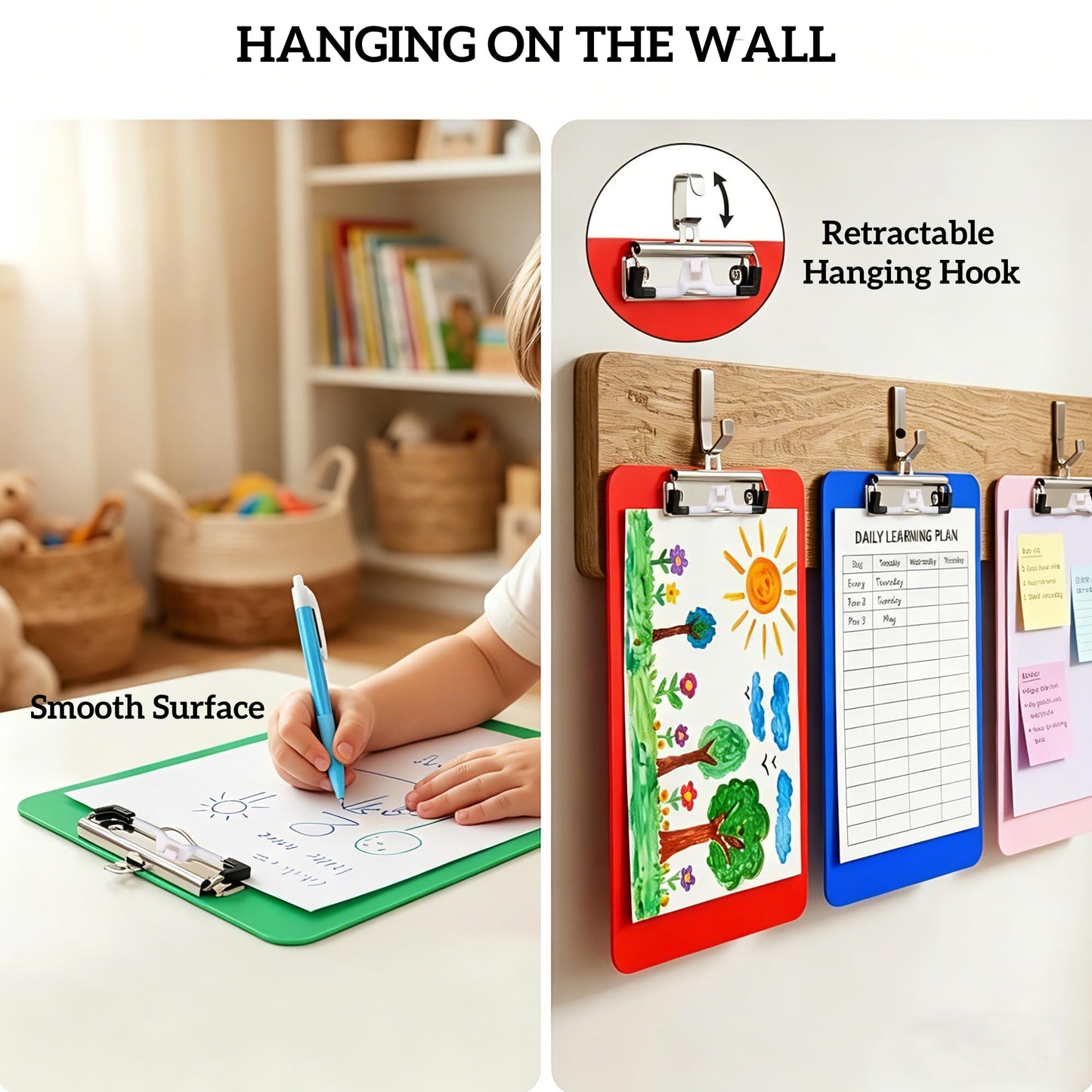 TFDLCG zm Clipboard with Pen Holder,2 Pack Clip Boards 8.5x11 Letter Size A4,Lightweight Plastic Clip Board with Hanging Loop for Women,Nurses,Students,Office,Home,Black Red