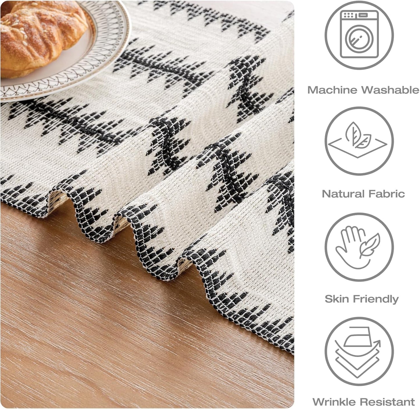 12 36 inch, duduta Black White Tree Boho Macrame Table Runner x Farmhouse Dresser Covers Coffee Table Runner