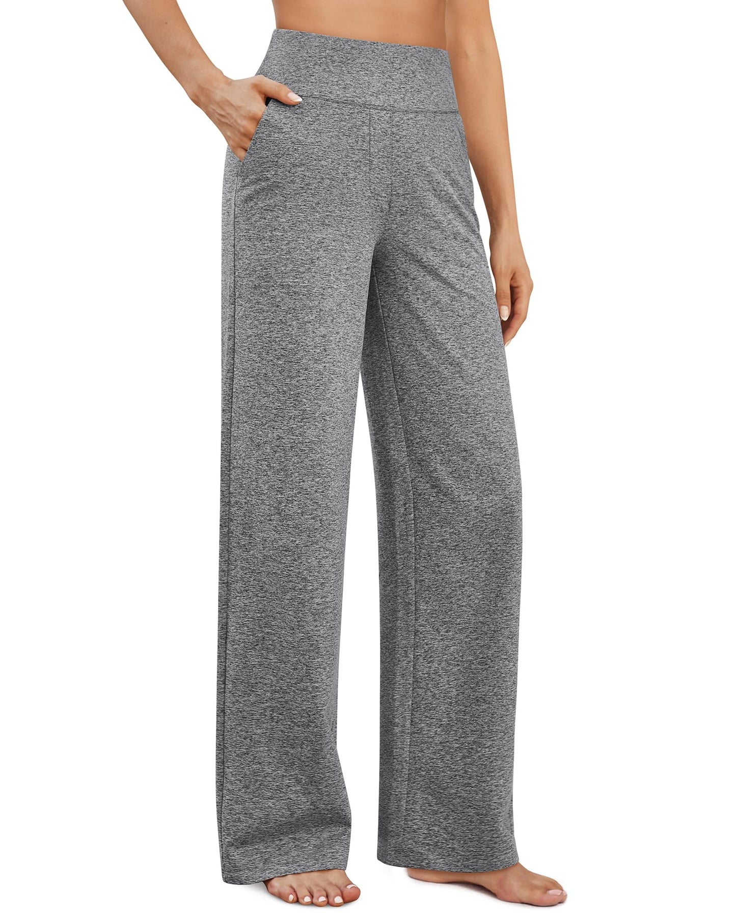 G4Free Wide Leg Athletic Sweatpants Stretch Bootcut Trouser Style Pants with Pockets Straight Leg Yoga Pants for Woman Dress Work Slacksl(Heather Grey,XXS,27")