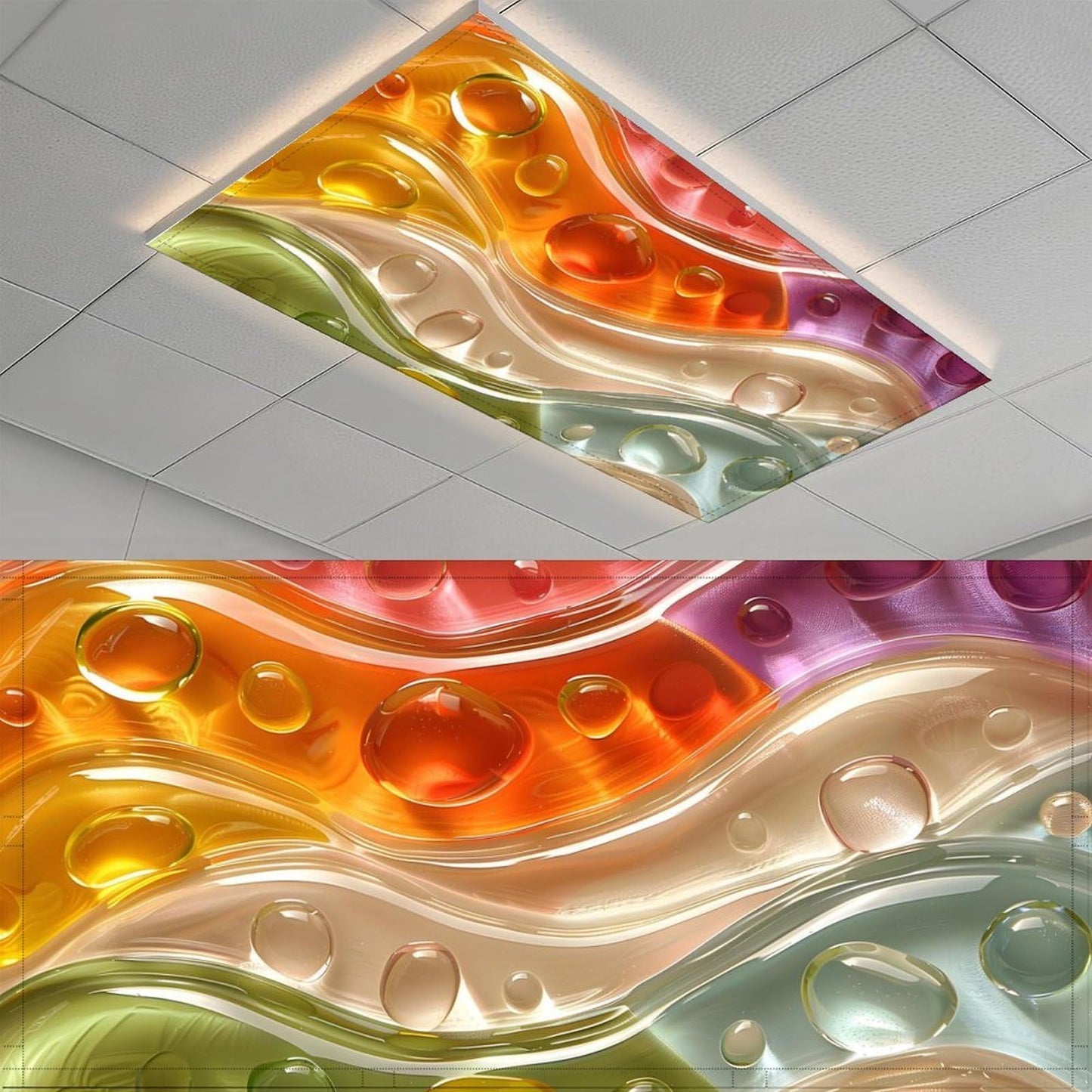 YEXLE 2PCS Stained Glass Fluorescent Light Covers Magnetic Ceiling Light Cover, Classroom Lights Covers Classroom Supplies for School Classroom Home Office,4 X 2 Feet