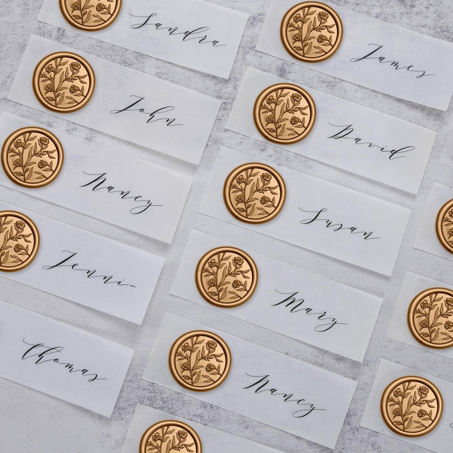 UNIQOOO Wax Seal Stickers - 3D Floral Wedding Invitation Envelope Seal Sticker, 50 Pcs Self- Adhesive Flower Antique Gold Stickers, Perfect for Invitation, Christmas, Gift Wrapping