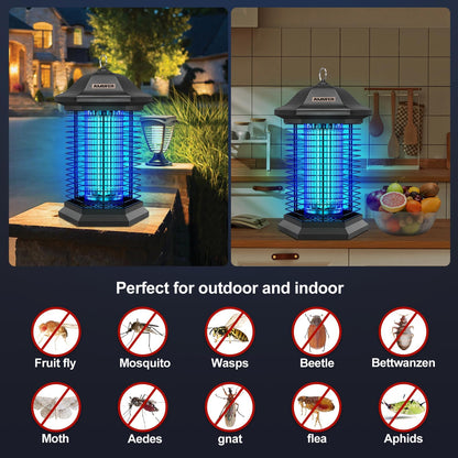 AMUFER Bug Zapper for Outdoor Indoor, Electric Mosquito Zapper Waterproof with 18W Power & 4400V Instant Grid, Insect Control Efficiency Increased 100%, Coverage of 1/2 Acre, for Patio, Backyard, Home