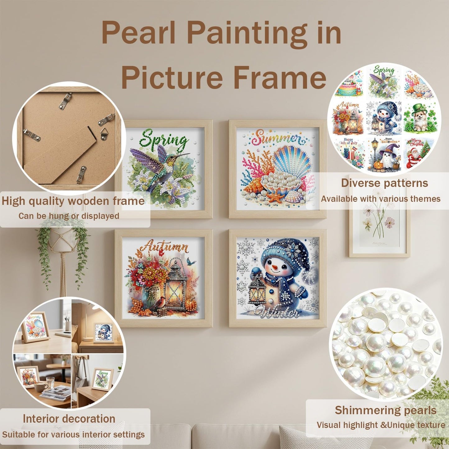 DIY Diamond Art Painting Pearl Creative Pattern 5D Seasonal Holiday Calendar 2026 Healing Home Photo Frame Set Tools-9PCS Festivals
