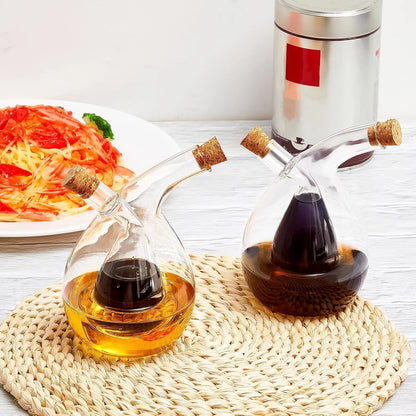 2 2 1 Suclain Pcs Oil and Vinegar Dispenser, in Glass Olive Oil and Vinegar Cruet Dispenser Bottle, Olive Soy Sauce