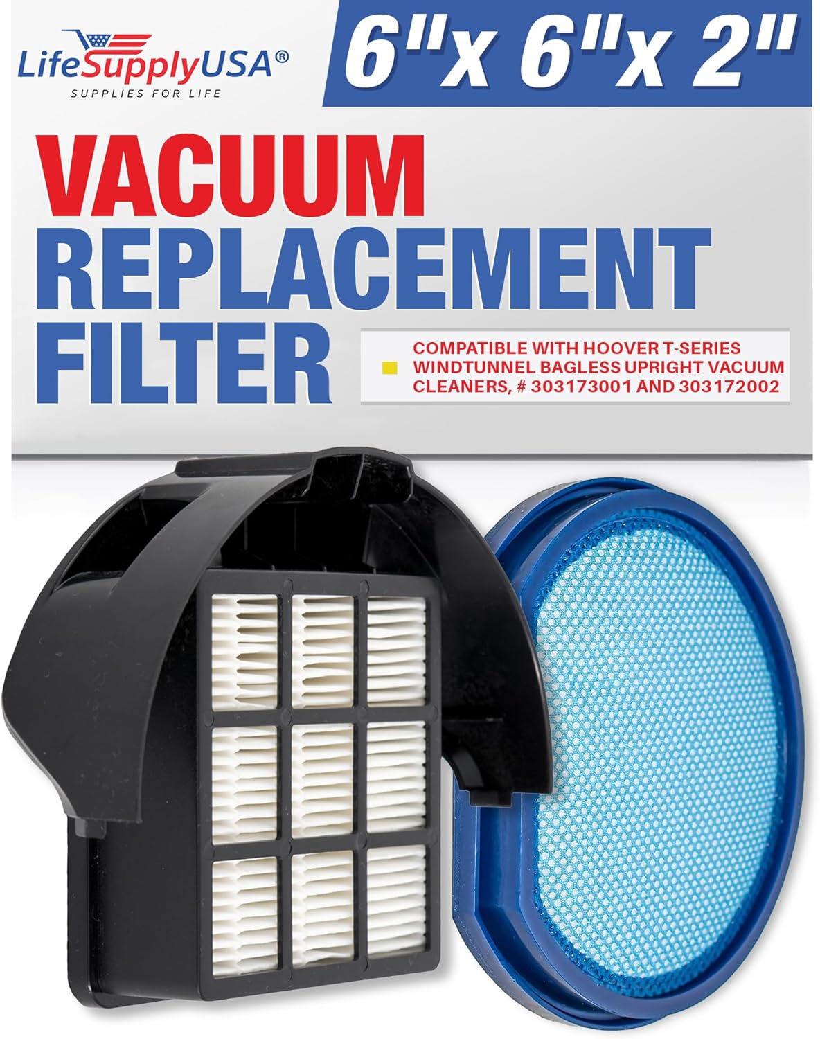 LifeSupplyUSA Vacuum Filter Replacement + Exhaust HEPA Kit for Hoover T-Series WindTunnel Bagless Vacuums