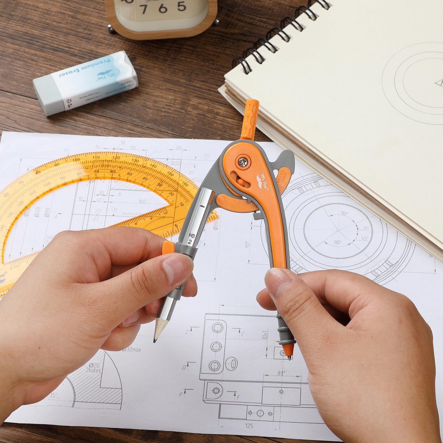 Mr. Pen- Geometry Compass and Protractor Set, 12 Sets, 6 Inch Compass, 6 Inch Protractor, Bulk Drawing Tool for School, Clear Plastic, Easy Grip, Precision Design for Math, Art, Drafting, Architecture