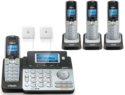 VTech Accessory Handset for DS6151 Series with 2-Line Cordless Phone, Suitable for Small Business or Home, Answering System, Expandable up to 12 Handsets, Intercom, Conference | DS6101 (Black/Silver)