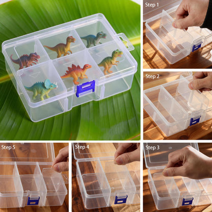 Kexinglu 14Pcs Bead Organizer Box, Plastic Organizer Box with Adjustable Dividers, Small Clear Diamond Storage Containers Rectangle Case with Hinged Lid for Jewelry Travel DIY Art Bracelet Craft Nail