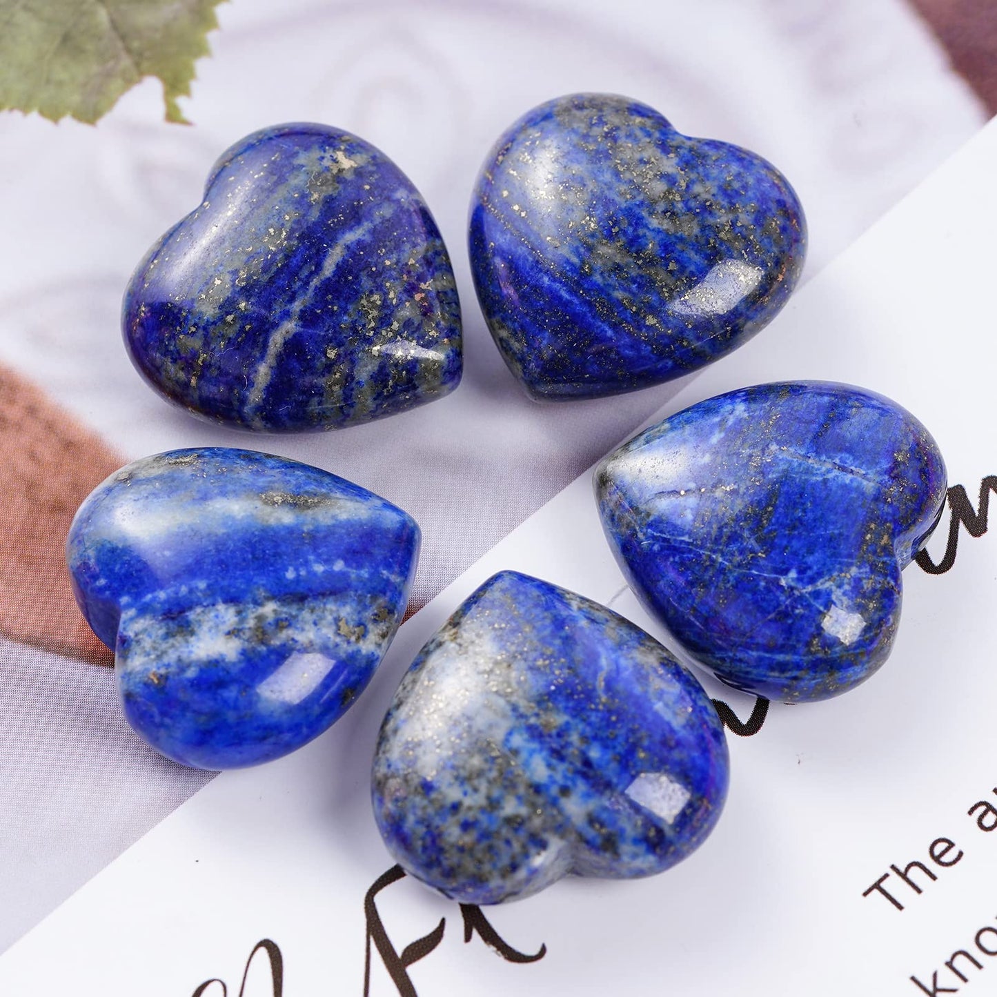 Marrywindix 10 Packs 1 Inch Healing Crystal Natural Lapis Lazuli Heart Love Carved Palm Worry Stone Chakra Reiki Balancing