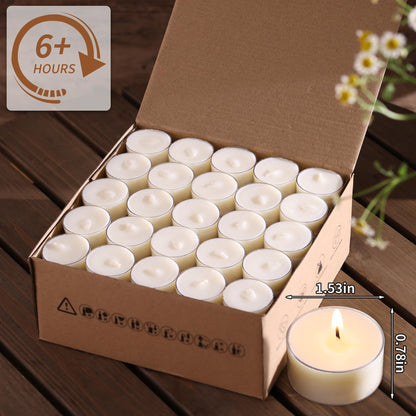 DEVI 6 Hour Soy Tealight Candles Bulk 25 Pack, Unscented Organic Tea Candles, White Emergency Votive Tea Lights-Burn Clean, Non-Paraffin Natural Soy Candle for Home Decor