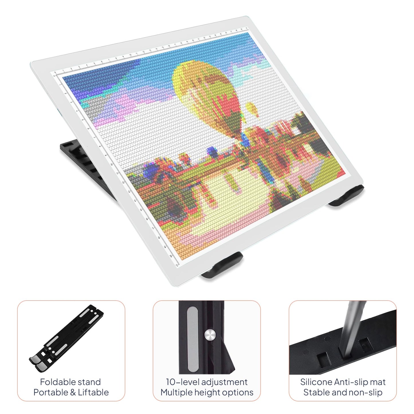 iVyne Corded A4 Light Pad for Diamond Painting & Art Projects – LED Light Board with Diamond Art Accessories – Ultra-Thin & Portable Diamond Dot Light Board, Perfect for Artists - White