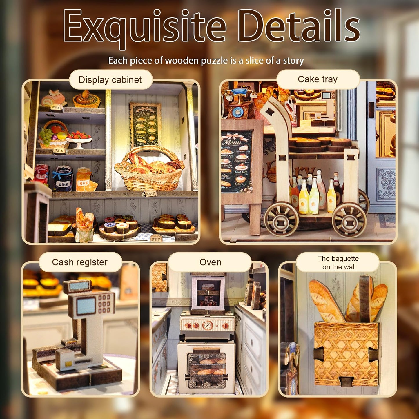 Qvtekn Book Nook Kits for Adults - DIY Miniature Bakery & Patisserie Dollhouse |Cozy 3D Wooden Puzzle, a Thoughtful Gift for Easter,St. Patrick’s Day, Holidays, Family, Friends, Girlfriend&Classmates