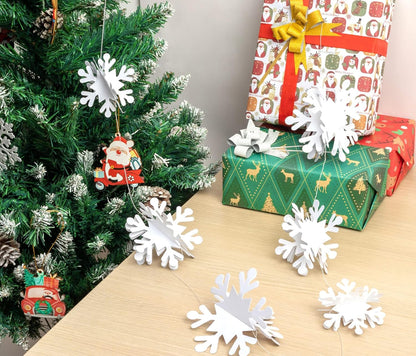 Winter Wonderland Frozen Party Decorations, 12pcs Hanging 3D Paper Snowflakes and Snowflake Garland for Christmas
