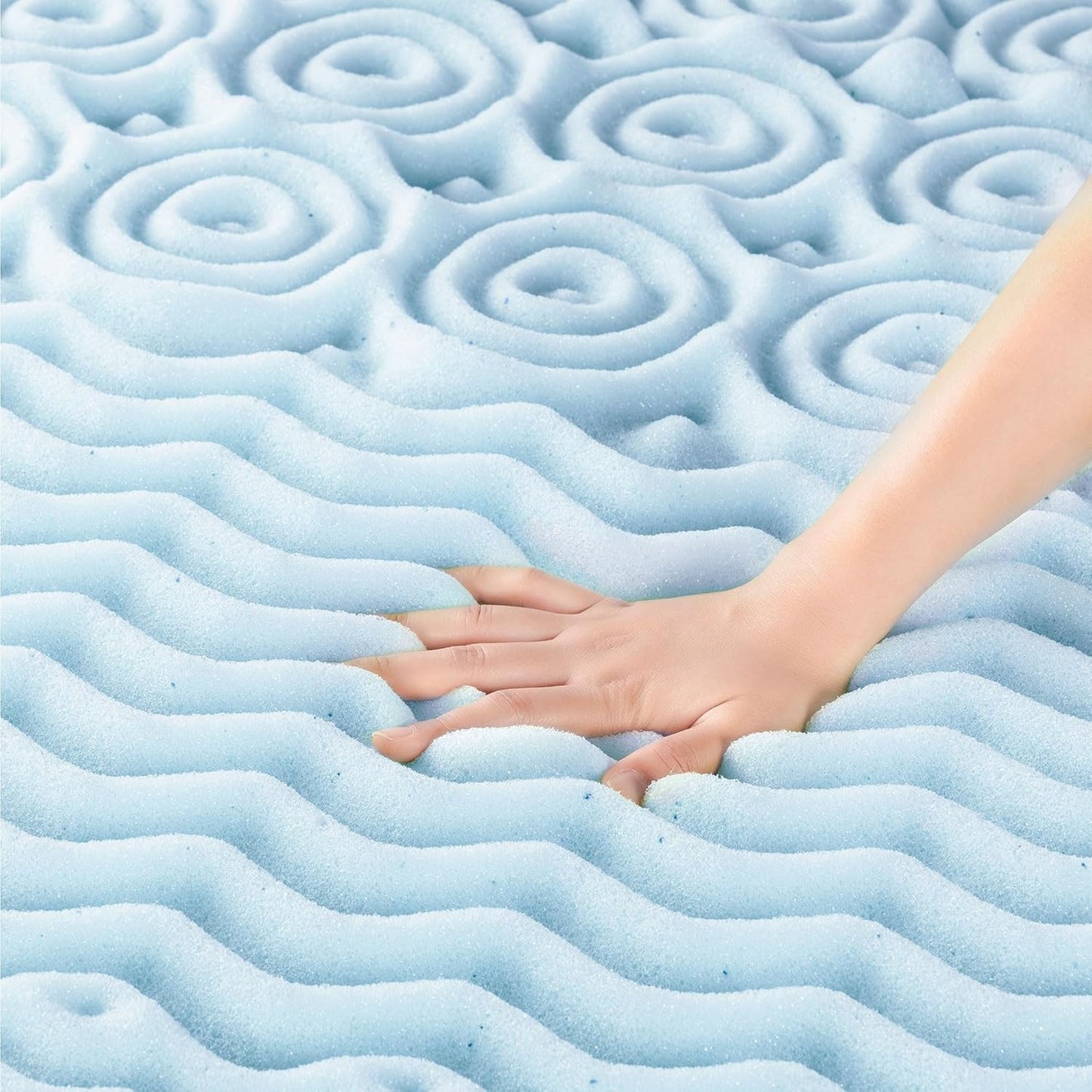 Mellow 2 Inch 5-Zone Memory Foam Mattress Topper, Cooling Gel Infusion, Full Size, Blue