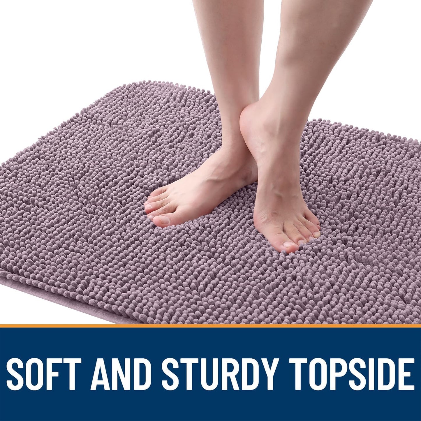OLANLY Dog Door Mat - Absorbent Non-Slip Chenille Mat for Muddy Paws | 54x24 Deep Plum Color