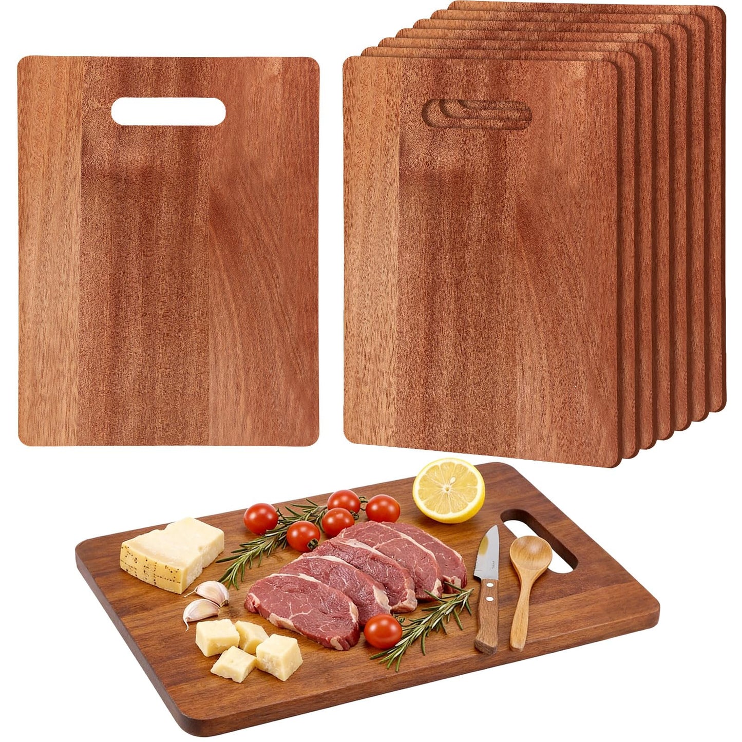 Vesici 18 Pack Laser Engraving Walnut Cutting Board Blanks, 14 x 11 Inch Walnut Cutting Boards with Handles, Bulk Craft Boards for Wood Burning, Custom Engraving Gifts