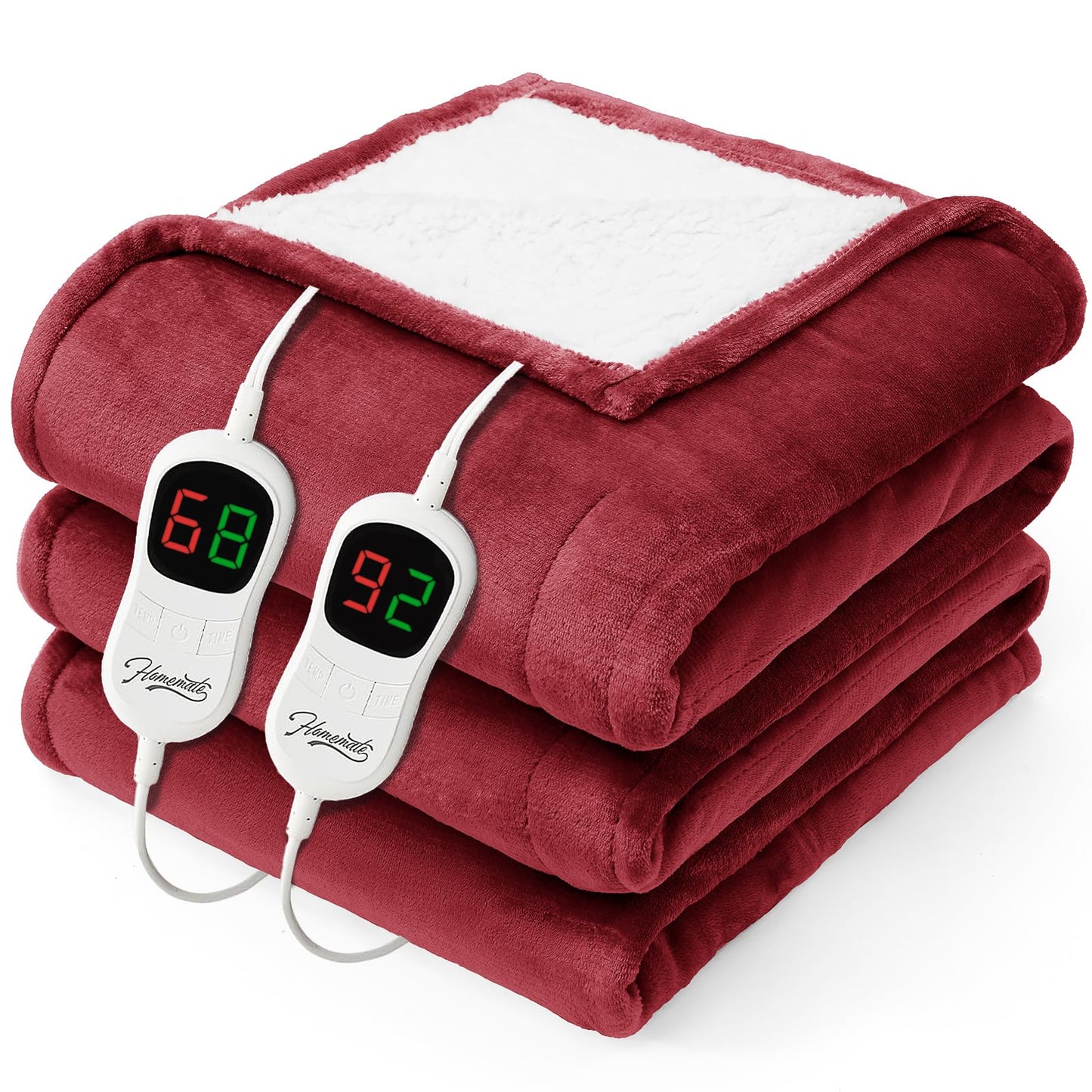 Homemate Electric Heated Blanket Twin - 62"x84" Heating Bed Blankets Throw with 10 Heating Levels 8 Hours Auto Off Fast Heating Over-Heated Protection Ultra Soft Warm Flannel ETL Certified Grey