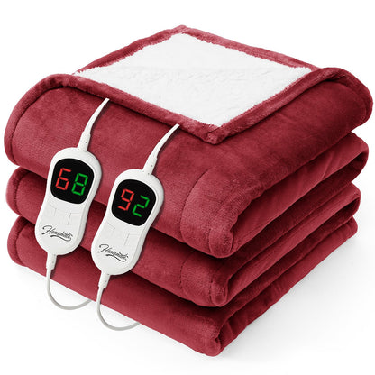 Homemate Electric Heated Blanket Twin - 62"x84" Heating Bed Blankets Throw with 10 Heating Levels 8 Hours Auto Off Fast Heating Over-Heated Protection Ultra Soft Warm Flannel ETL Certified Grey