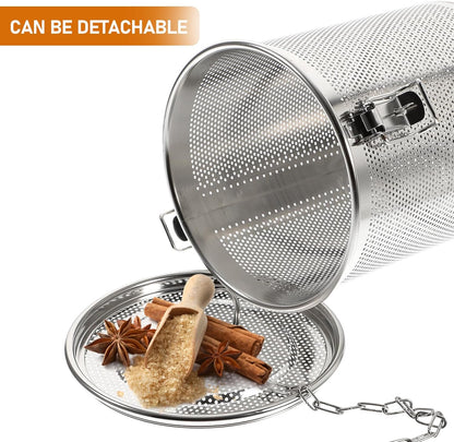 Hemoton Stainless Steel Tea Ball Infuser, Large Capacity Strainer with Extended Chain Hook for Brew Loose Leaf Tea